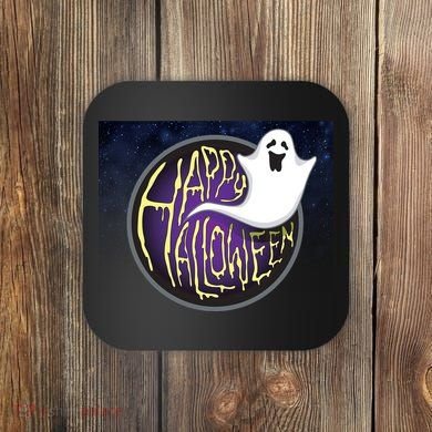 Happy Halloween Ghost Galaxy Coaster