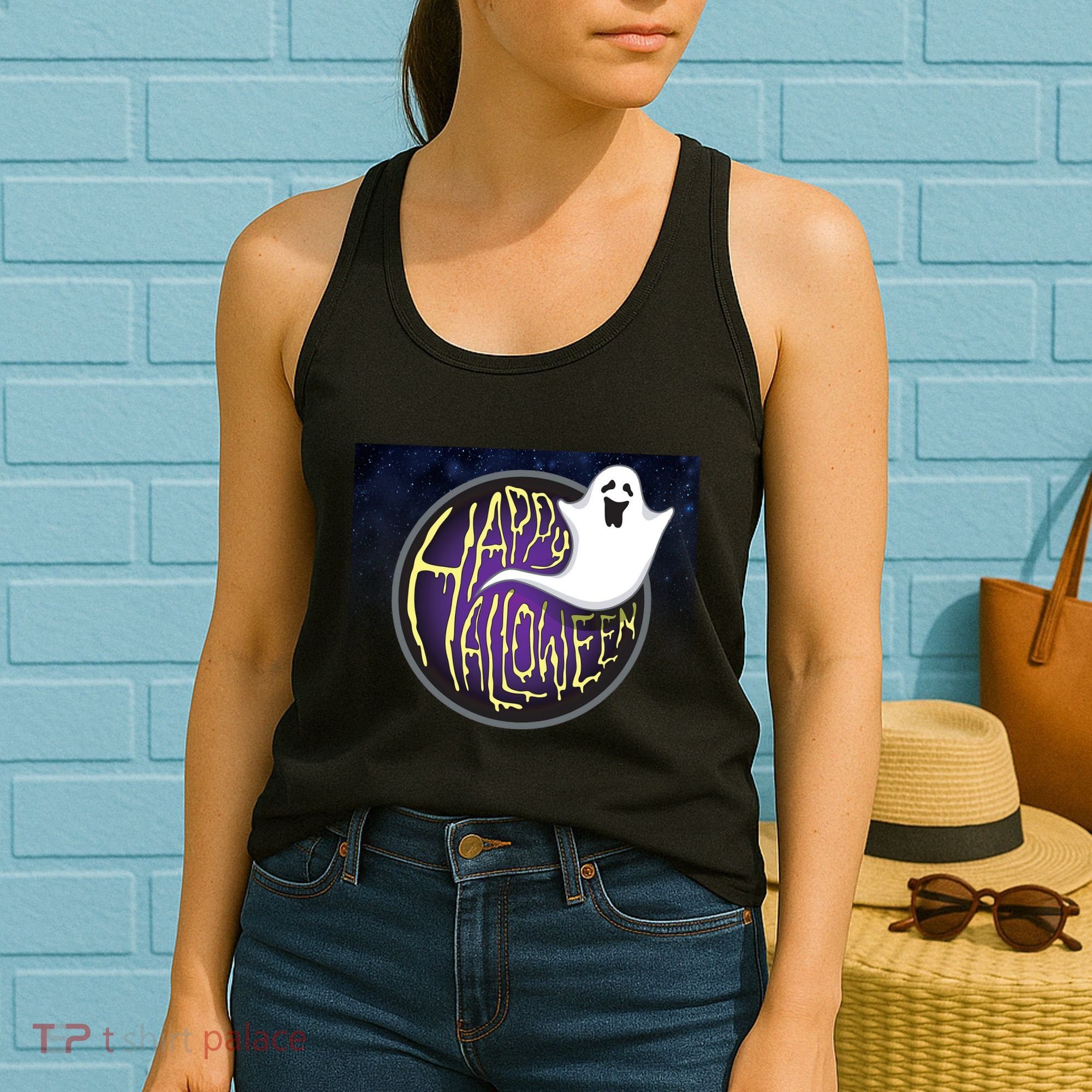 Happy Halloween Ghost Galaxy Women's Tank Top