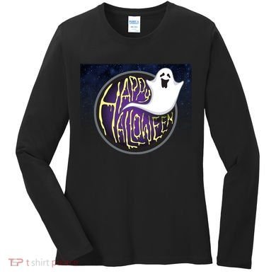 Happy Halloween Ghost Galaxy Women's Long Sleeve Shirt