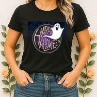 Happy Halloween Ghost Galaxy Women's T-Shirt thumb 2
