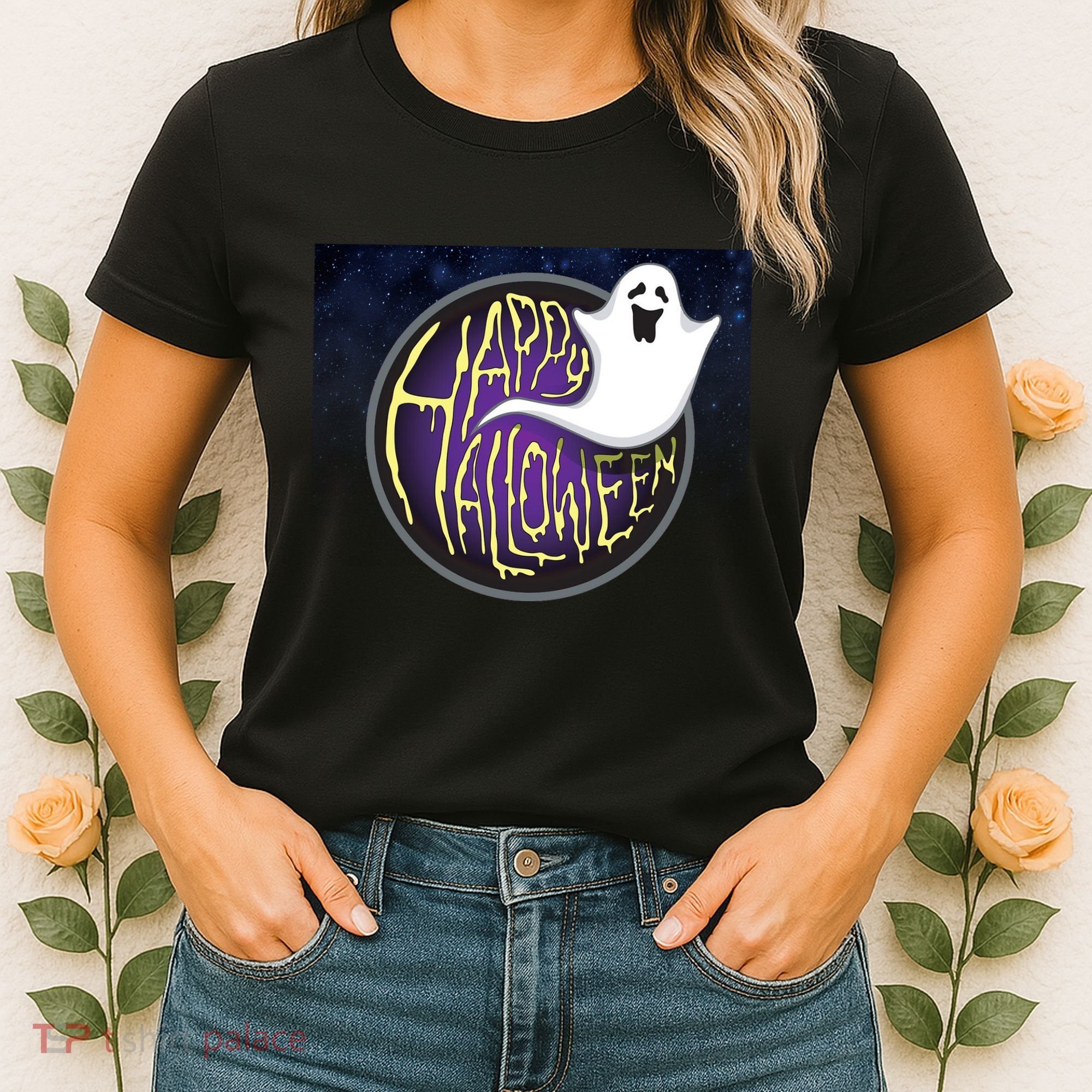 Happy Halloween Ghost Galaxy Women's T-Shirt