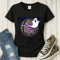 Happy Halloween Ghost Galaxy Women's T-Shirt thumb 3