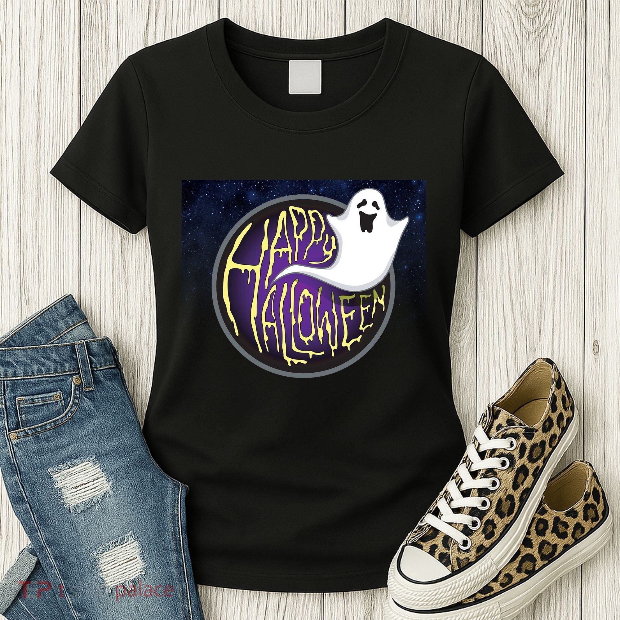 Happy Halloween Ghost Galaxy Women's T-Shirt