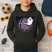 Happy Halloween Ghost Galaxy Kids Hoodie thumb 2