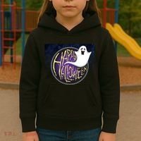 Happy Halloween Ghost Galaxy Kids Hoodie thumb 3