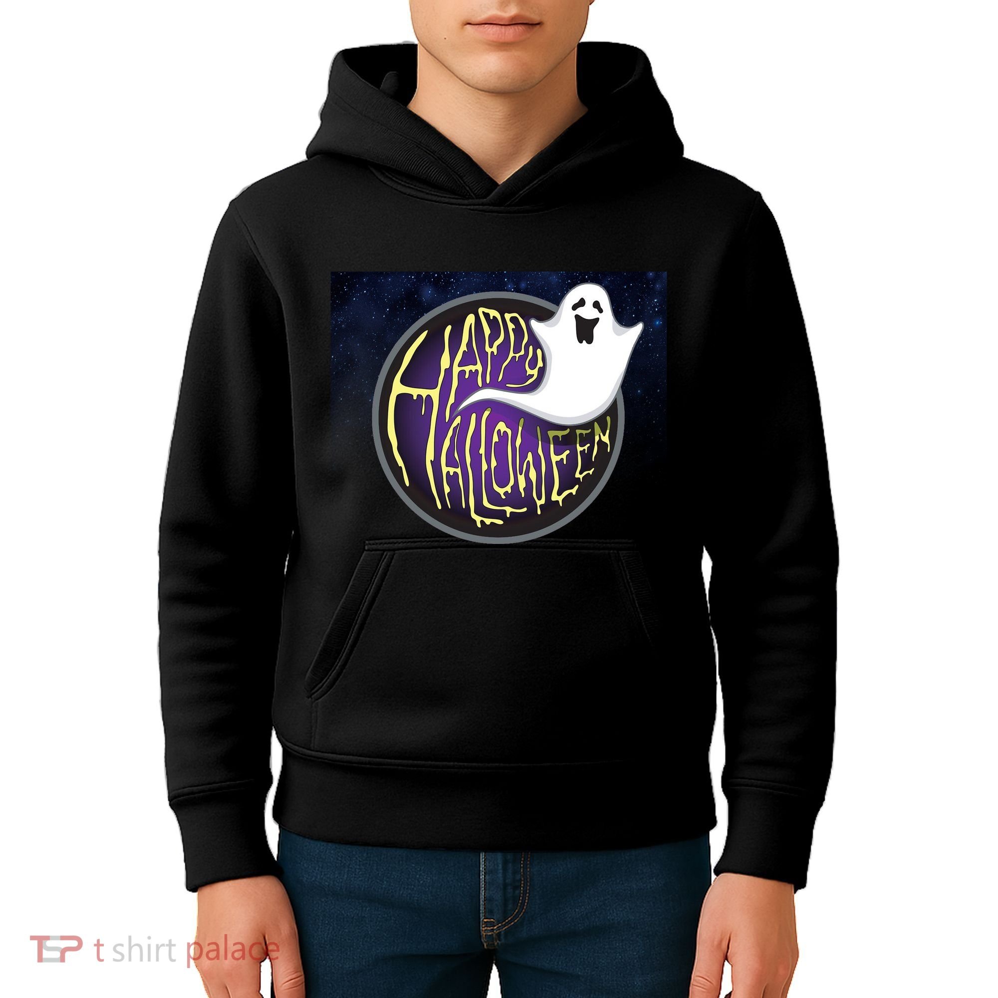 Happy Halloween Ghost Galaxy Kids Hoodie