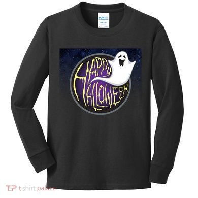 Happy Halloween Ghost Galaxy Kids Long Sleeve Shirt