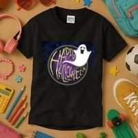 Happy Halloween Ghost Galaxy Kids T-Shirt thumb 3