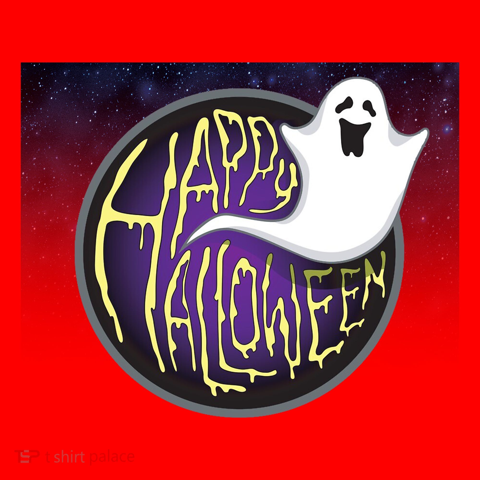 Happy Halloween Ghost Galaxy Santa Hat