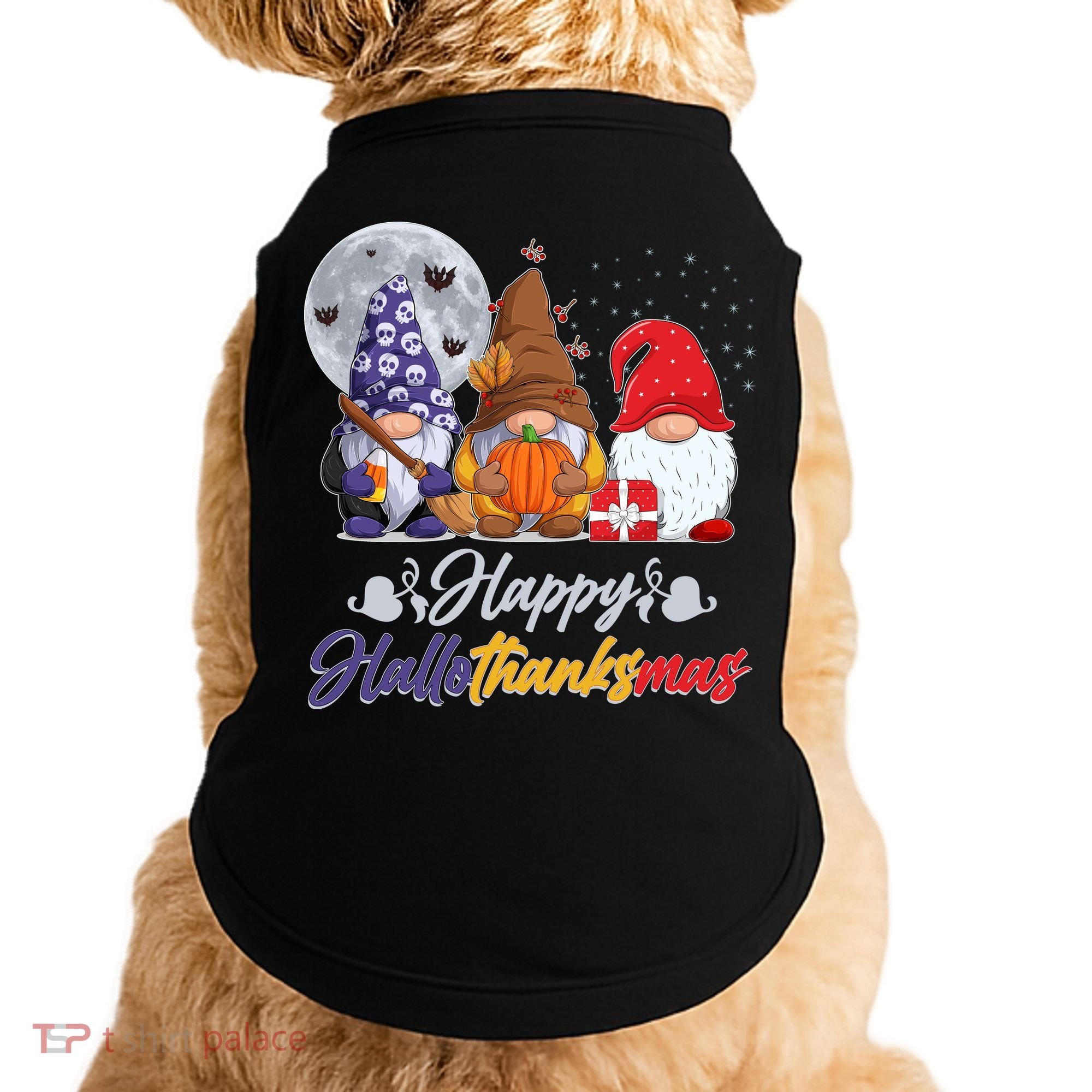 Happy Hallothanksmas Gnomes Doggie Tank