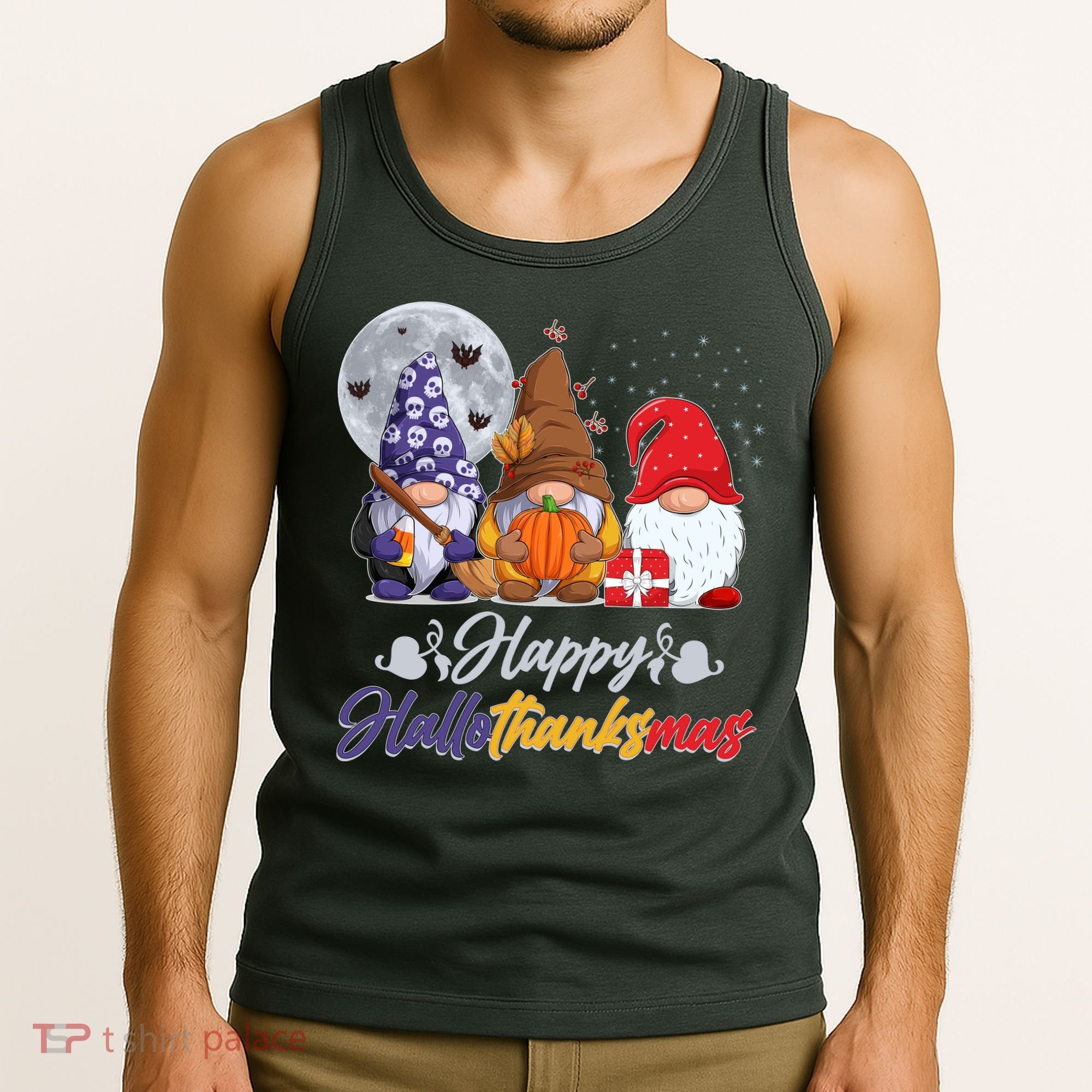 Happy Hallothanksmas Gnomes Tank Top