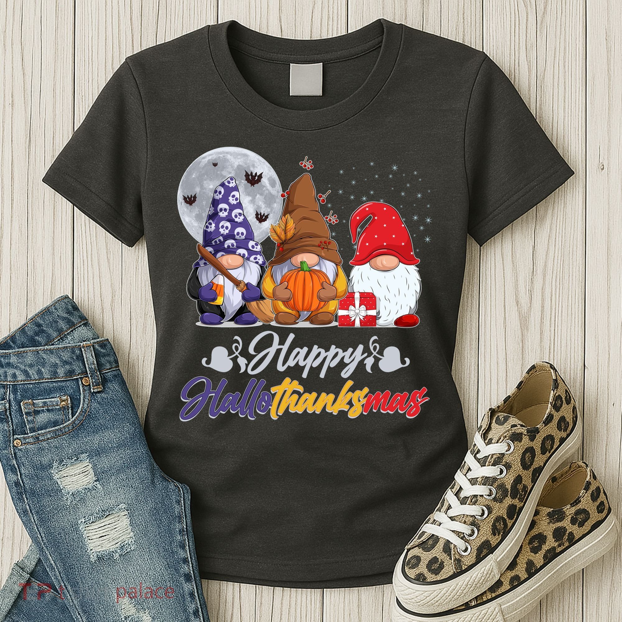Happy Hallothanksmas Gnomes Women's T-Shirt