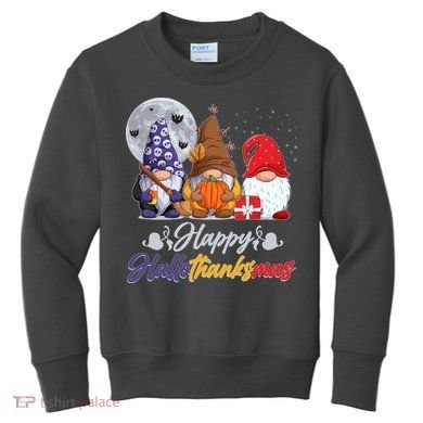 Happy Hallothanksmas Gnomes Kids Sweatshirt