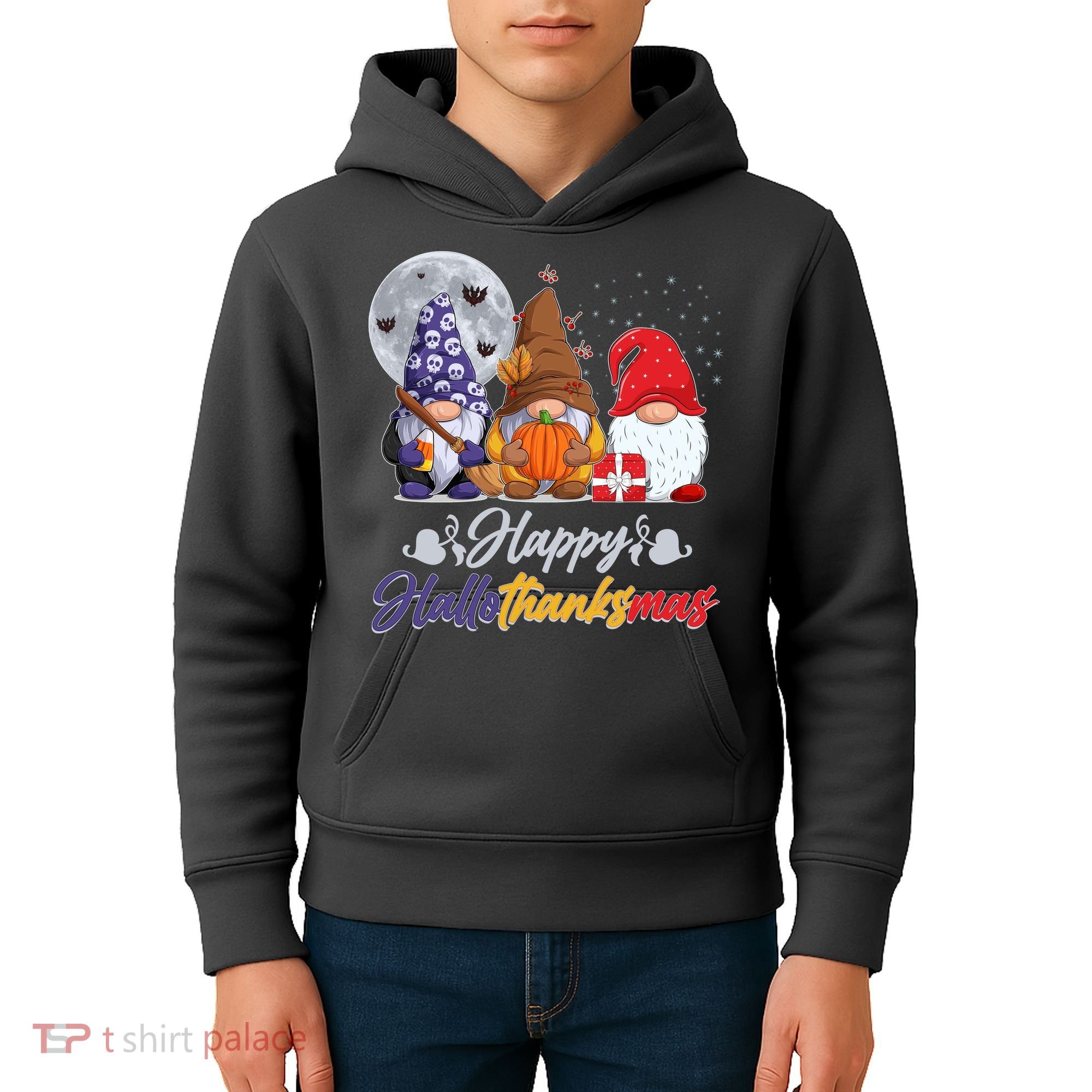 Happy Hallothanksmas Gnomes Kids Hoodie