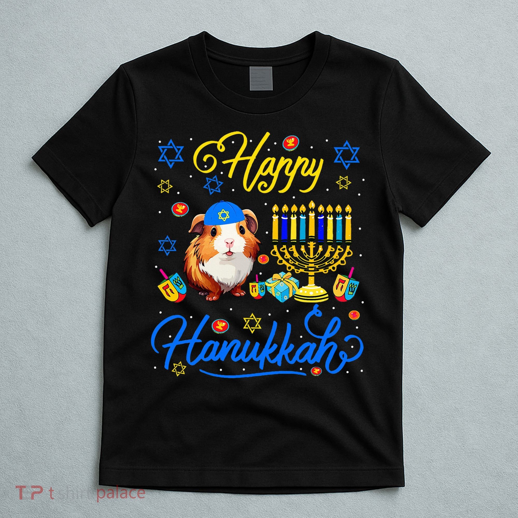 Happy Hanukkah Guinea Pig With Menorah Proud Jewish Lover  T-Shirt