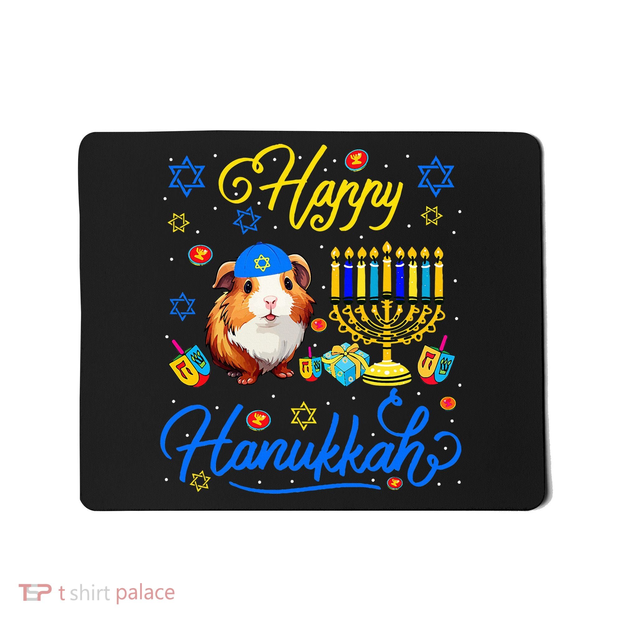 Happy Hanukkah Guinea Pig With Menorah Proud Jewish Lover  Mousepad