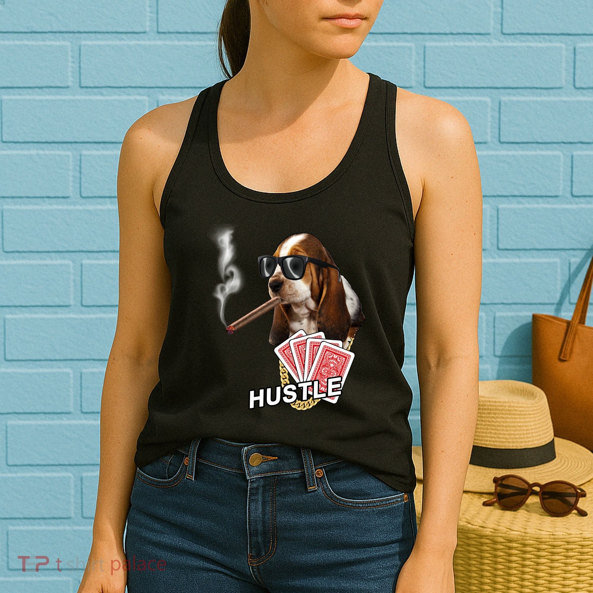 Hustle Hound Gambling Dog Tee Women's Tank Top