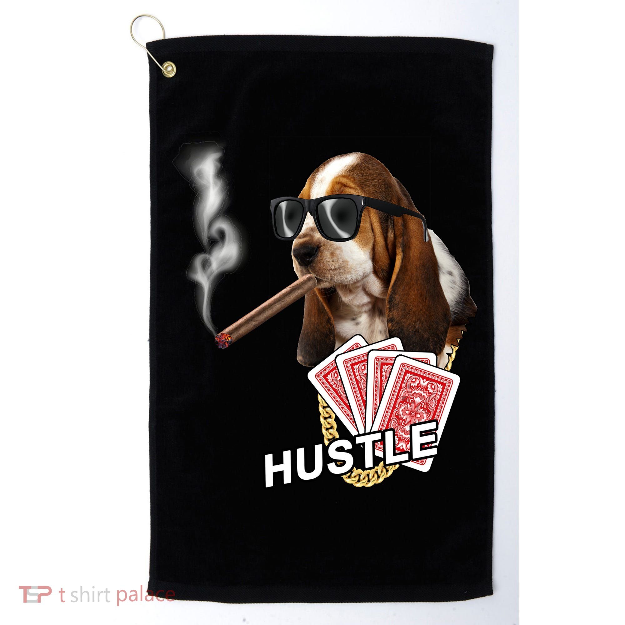 Hustle Hound Gambling Dog Tee Golf Towel