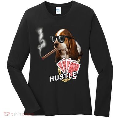 Hustle Hound Gambling Dog Tee Women's Long Sleeve Shirt