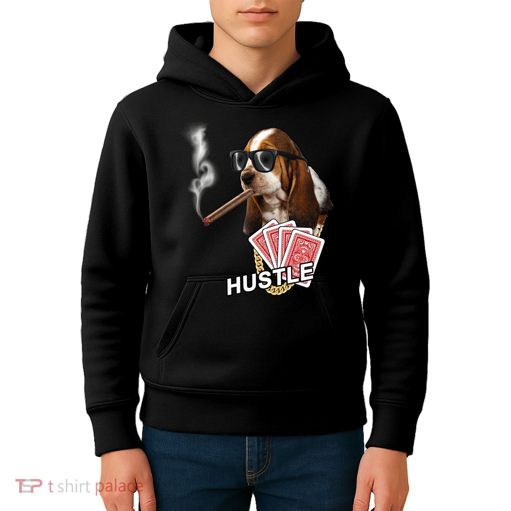 Hustle Hound Gambling Dog Tee Kids Hoodie