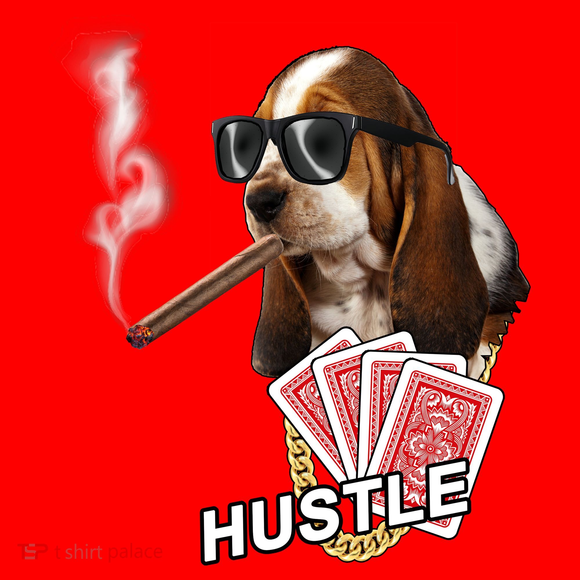 Hustle Hound Gambling Dog Tee Santa Hat
