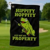Hippity Hoppity Get Off My Property Frog Meme Golf Towel thumb 1