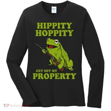 Hippity Hoppity Get Off My Property Frog Meme Women's Long Sleeve Shirt