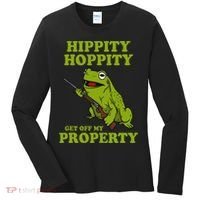 Hippity Hoppity Get Off My Property Frog Meme Women's Long Sleeve Shirt thumb 0