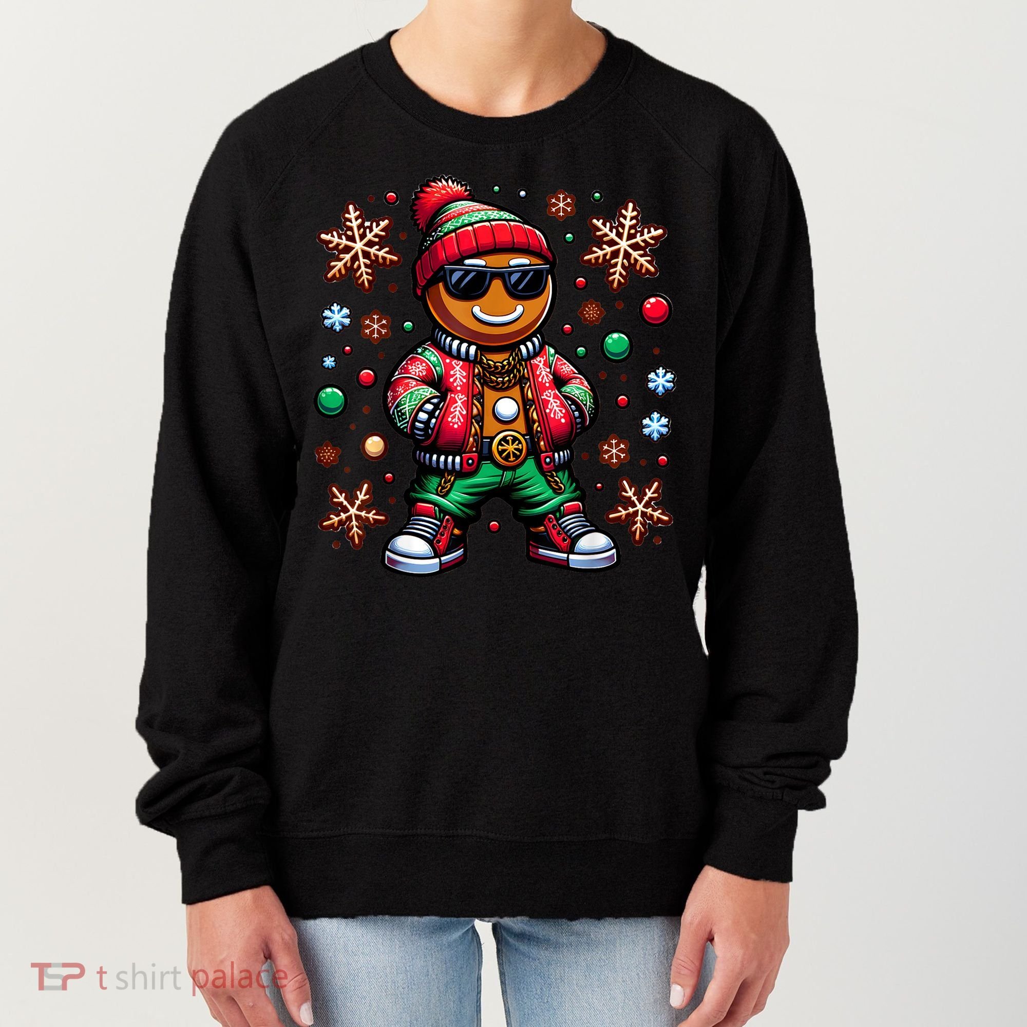 Hip Hop Gingerbread Man Xmas Funny Christmas Women's Sweatshirt
