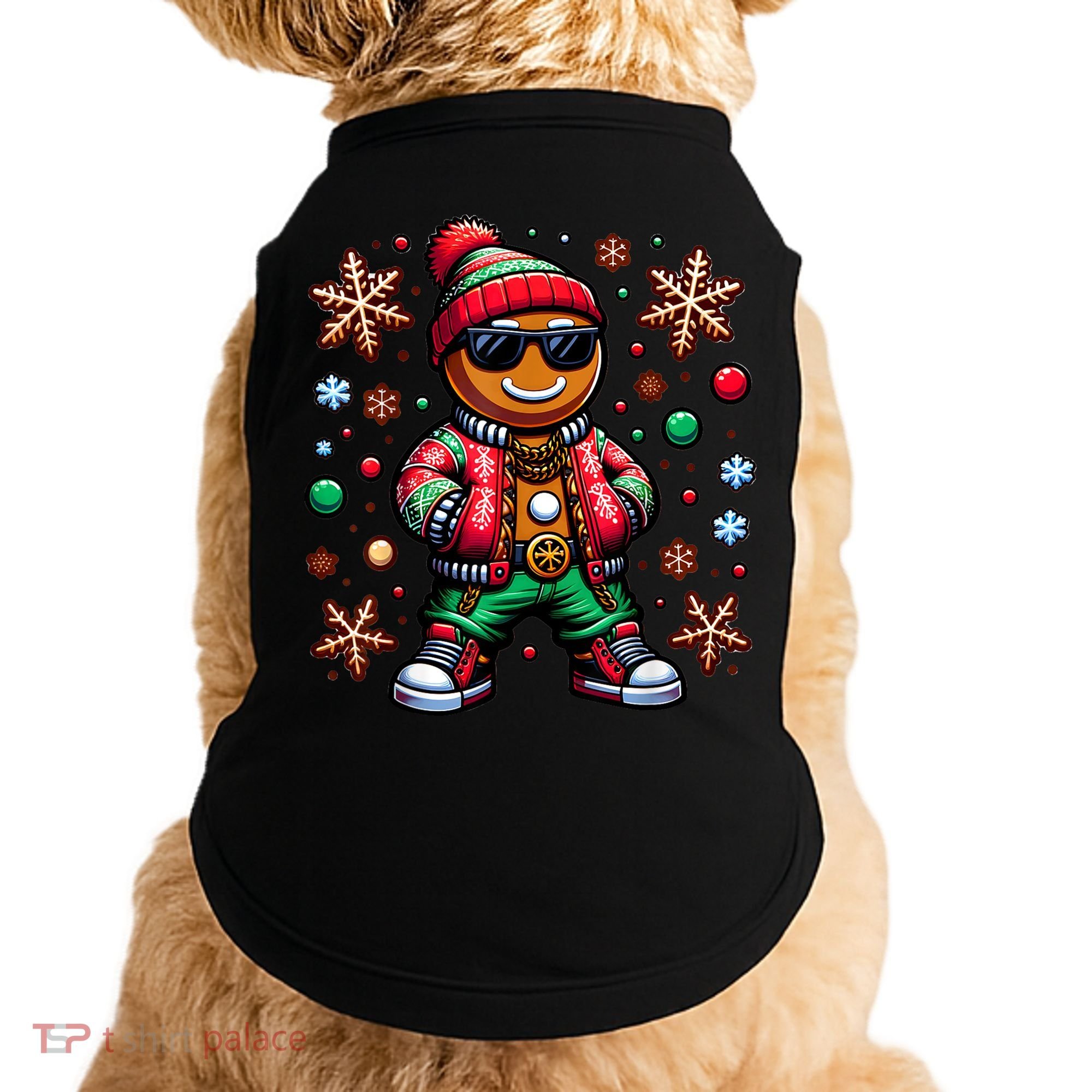 Hip Hop Gingerbread Man Xmas Funny Christmas Doggie Tank