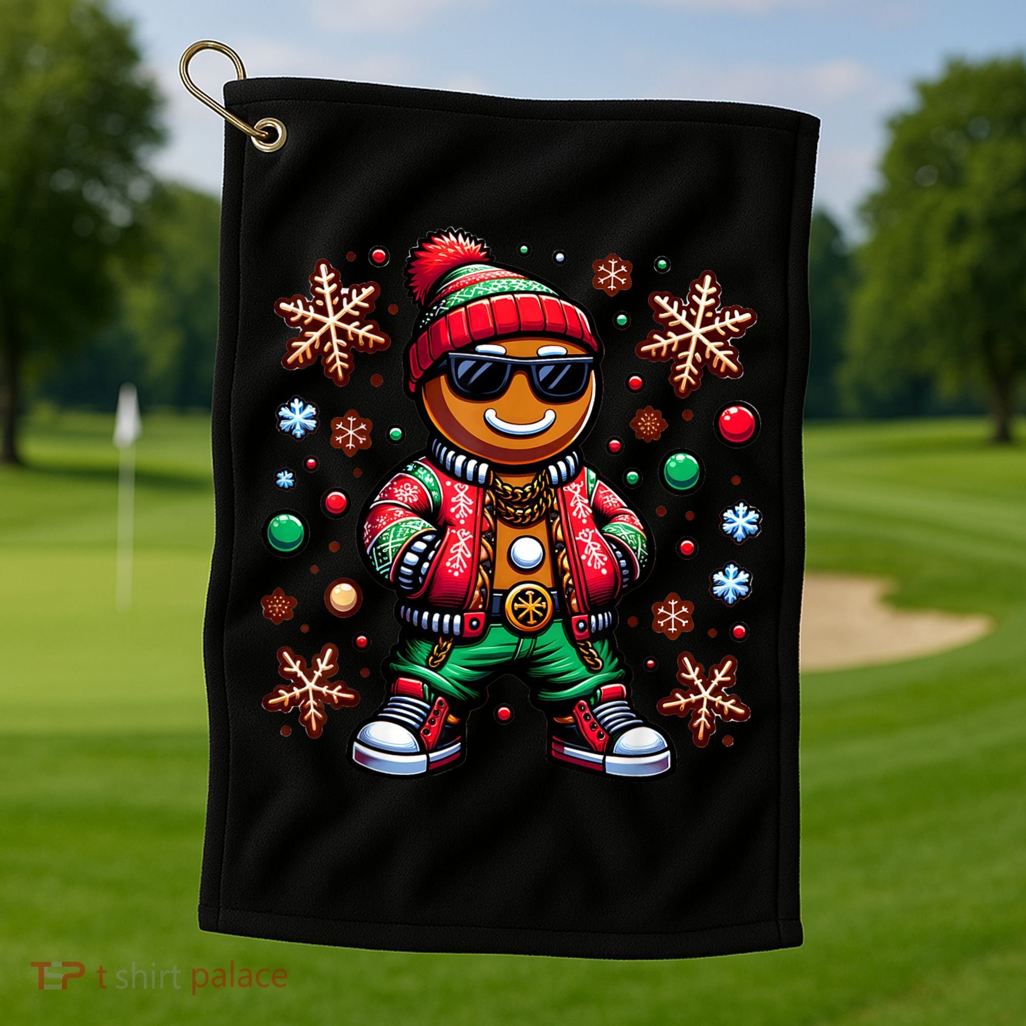 Hip Hop Gingerbread Man Xmas Funny Christmas Golf Towel