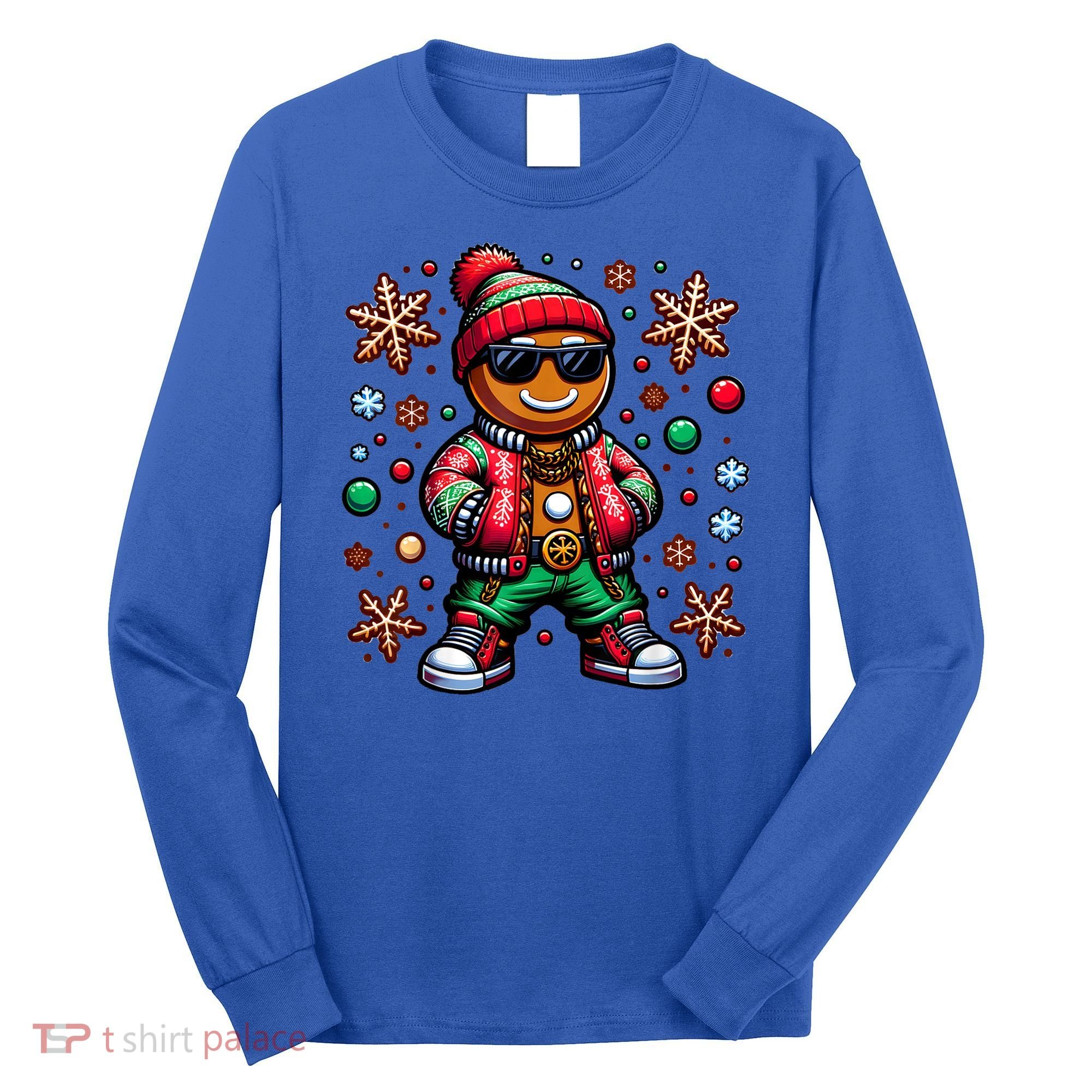 Hip Hop Gingerbread Man Xmas Funny Christmas Long Sleeve Shirt