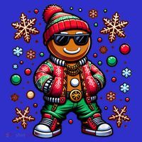Hip Hop Gingerbread Man Xmas Funny Christmas Sweatshirt thumb 3