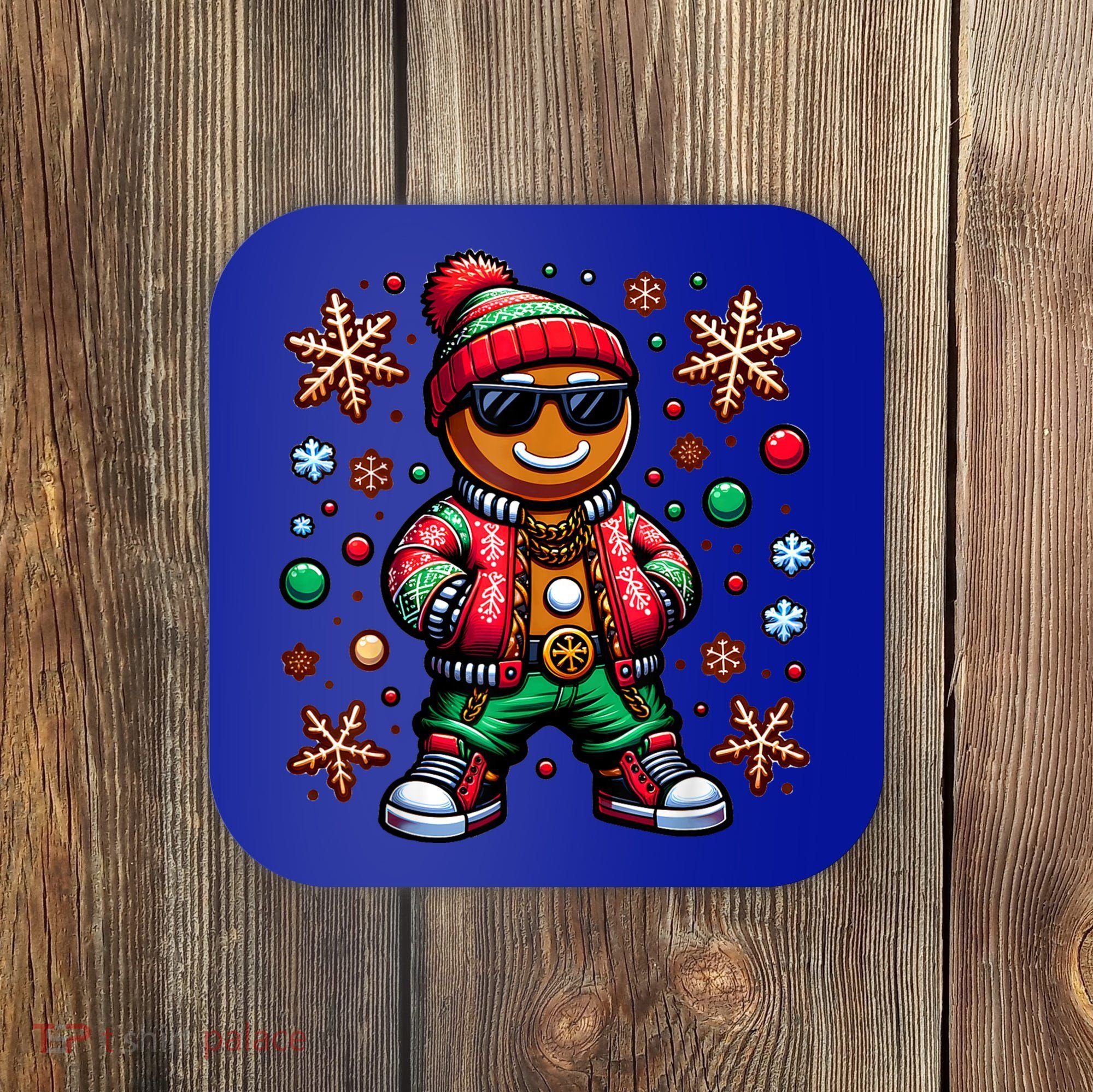 Hip Hop Gingerbread Man Xmas Funny Christmas Coaster
