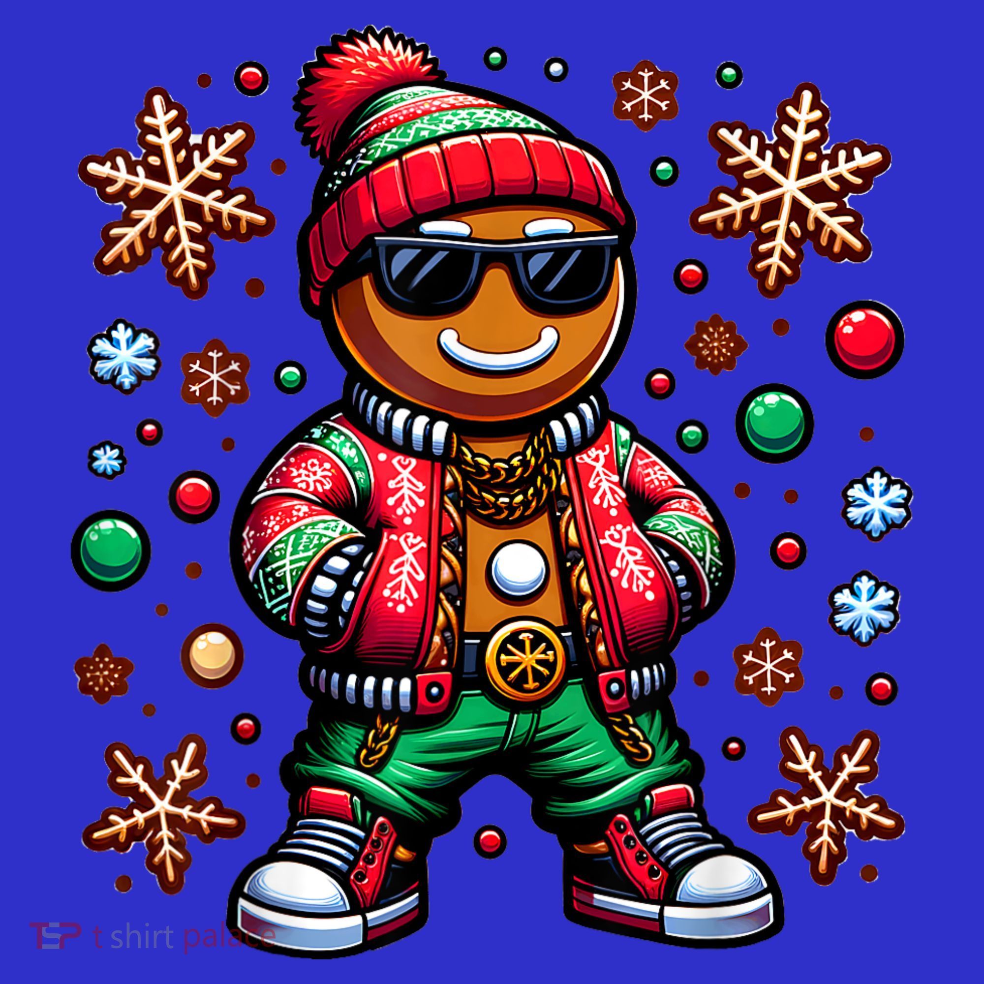 Hip Hop Gingerbread Man Xmas Funny Christmas Women's Tank Top