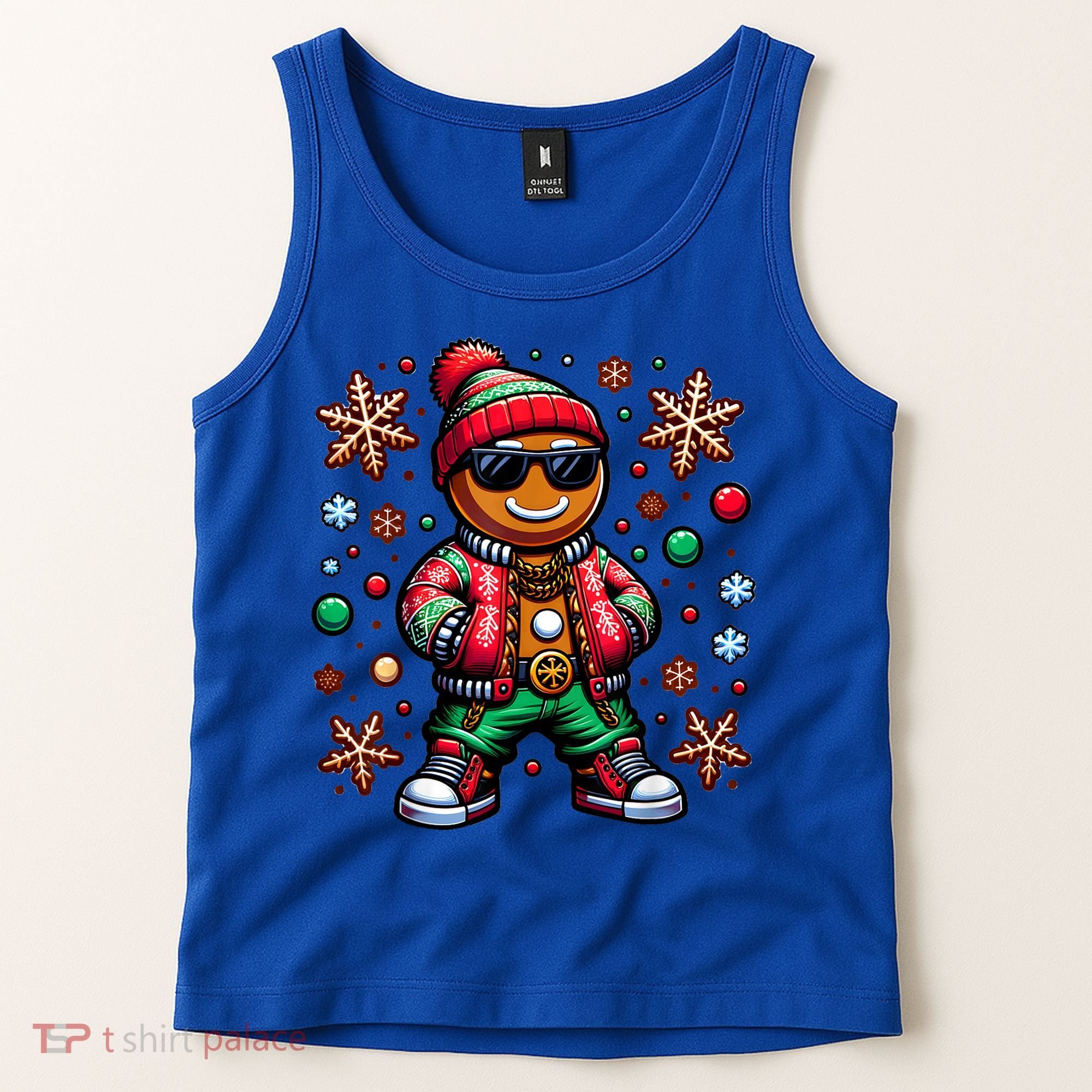 Hip Hop Gingerbread Man Xmas Funny Christmas Tank Top
