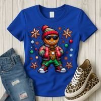Hip Hop Gingerbread Man Xmas Funny Christmas Women's T-Shirt thumb 3