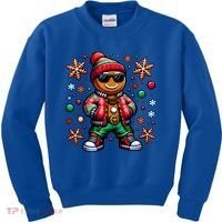 Hip Hop Gingerbread Man Xmas Funny Christmas Kids Sweatshirt thumb 0