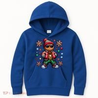 Hip Hop Gingerbread Man Xmas Funny Christmas Kids Hoodie thumb 0