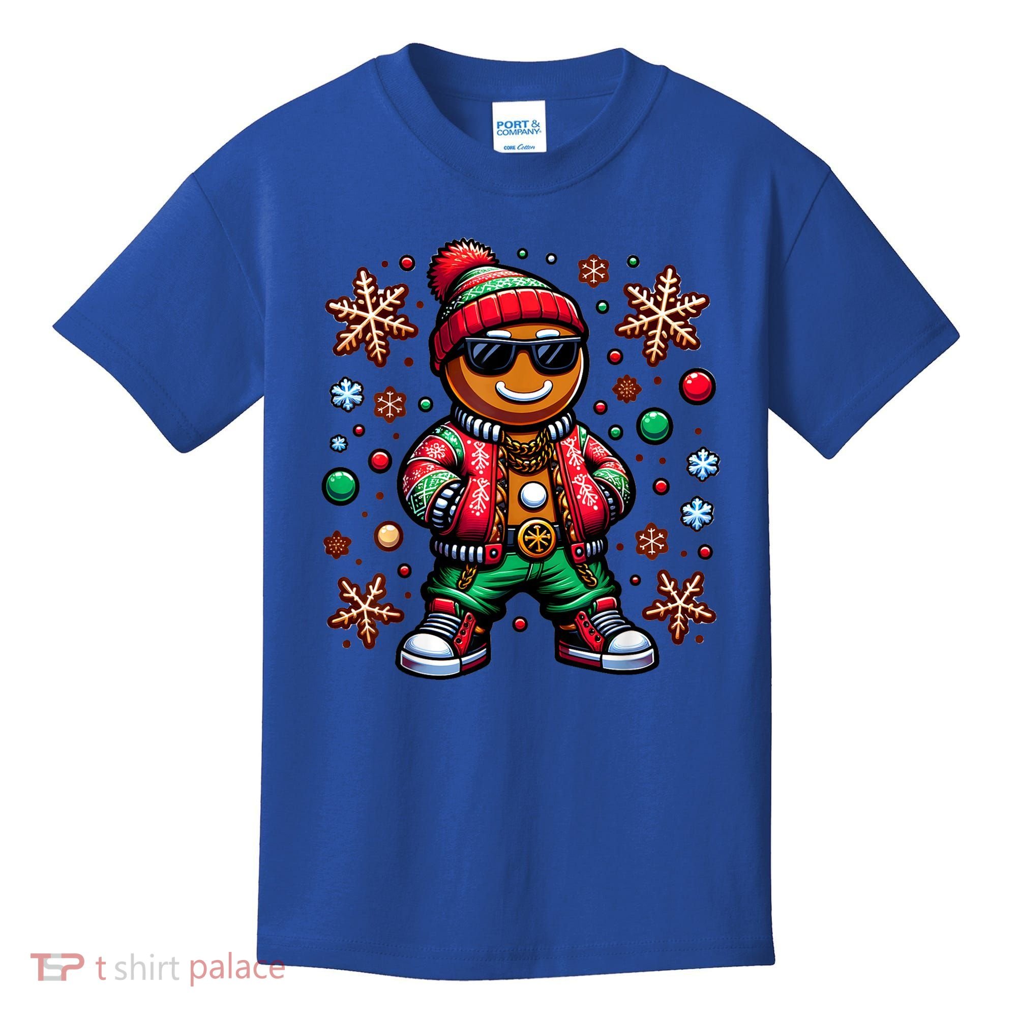 Hip Hop Gingerbread Man Xmas Funny Christmas Kids T-Shirt