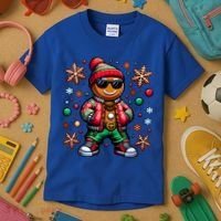 Hip Hop Gingerbread Man Xmas Funny Christmas Kids T-Shirt thumb 3