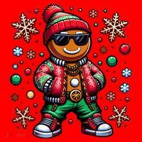 Hip Hop Gingerbread Man Xmas Funny Christmas Santa Hat thumb 1