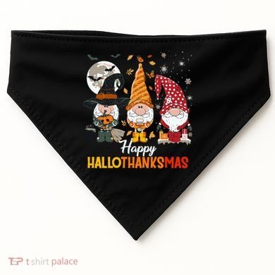 Happy Hallothanksmas Ghomes USA-Made Doggie Bandana