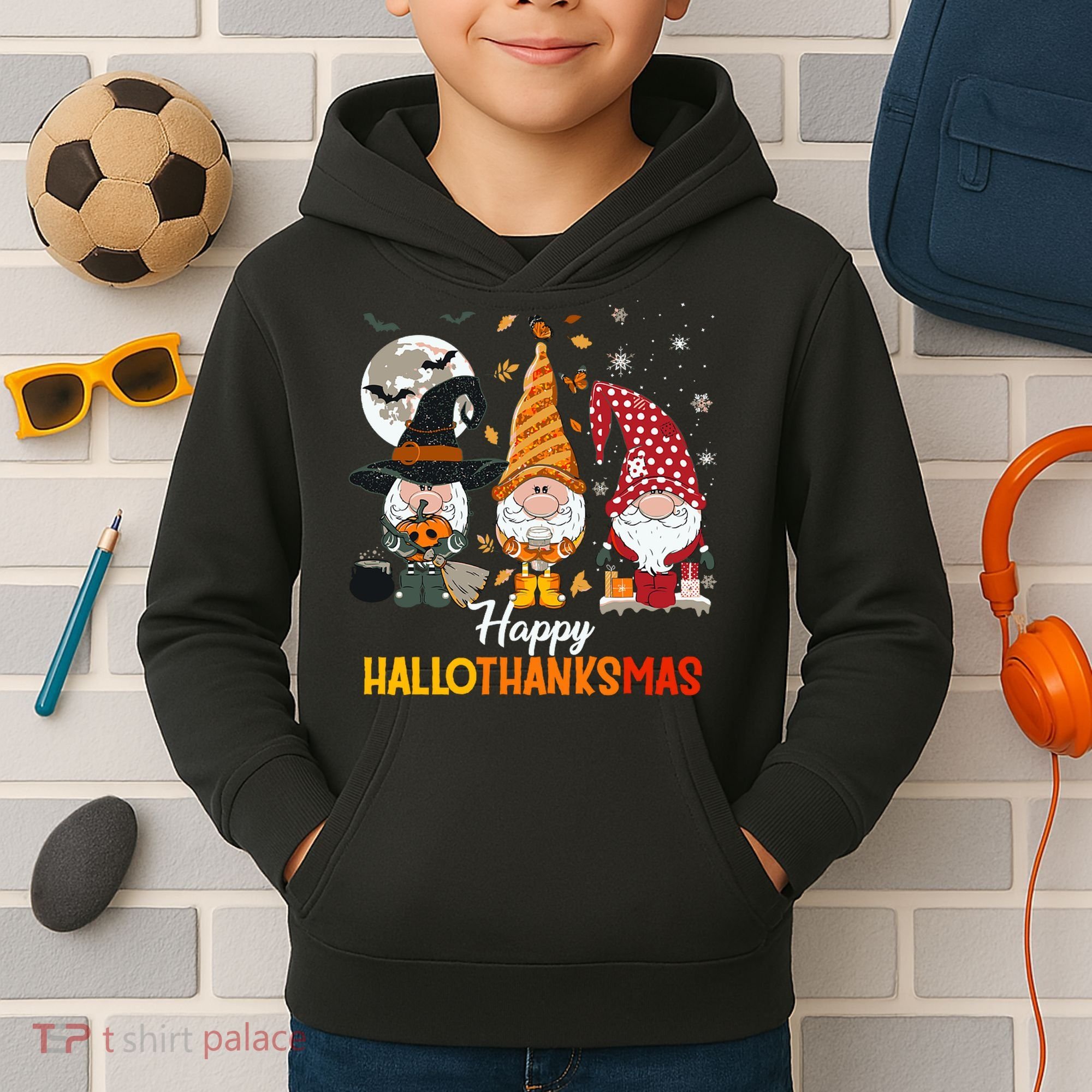 Happy Hallothanksmas Ghomes Kids Hoodie