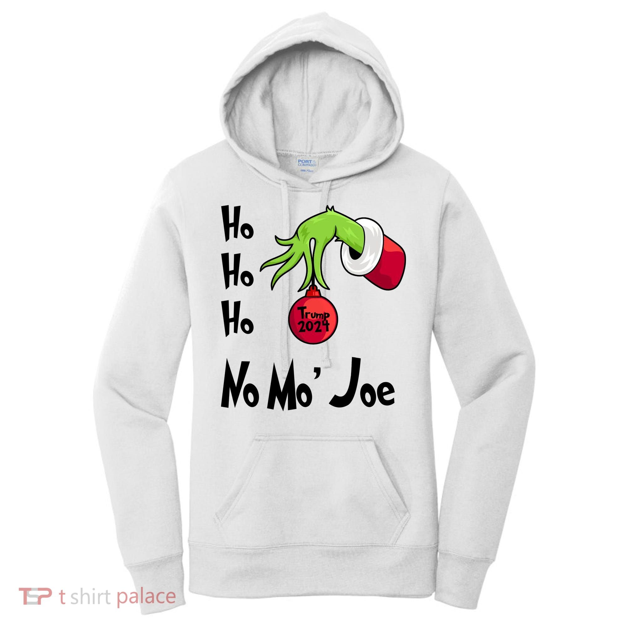 Ho Ho Ho No More Joe Trump 2024 Funny Christmas Women's Hoodie
