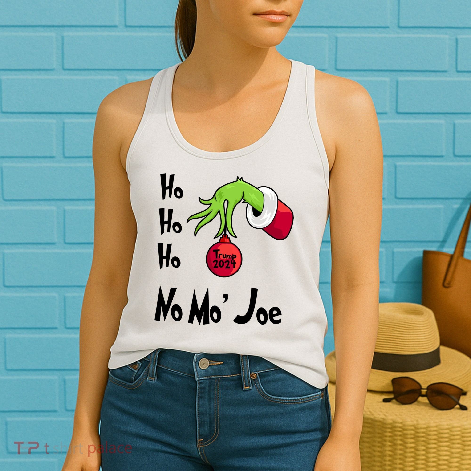 Ho Ho Ho No More Joe Trump 2024 Funny Christmas Women's Tank Top