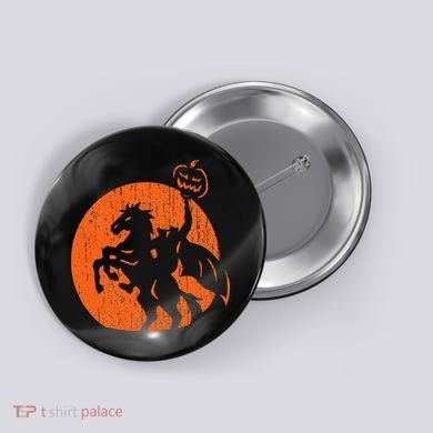 Halloween Headless Horseman Folklore Pumpkin JackOLantern Button