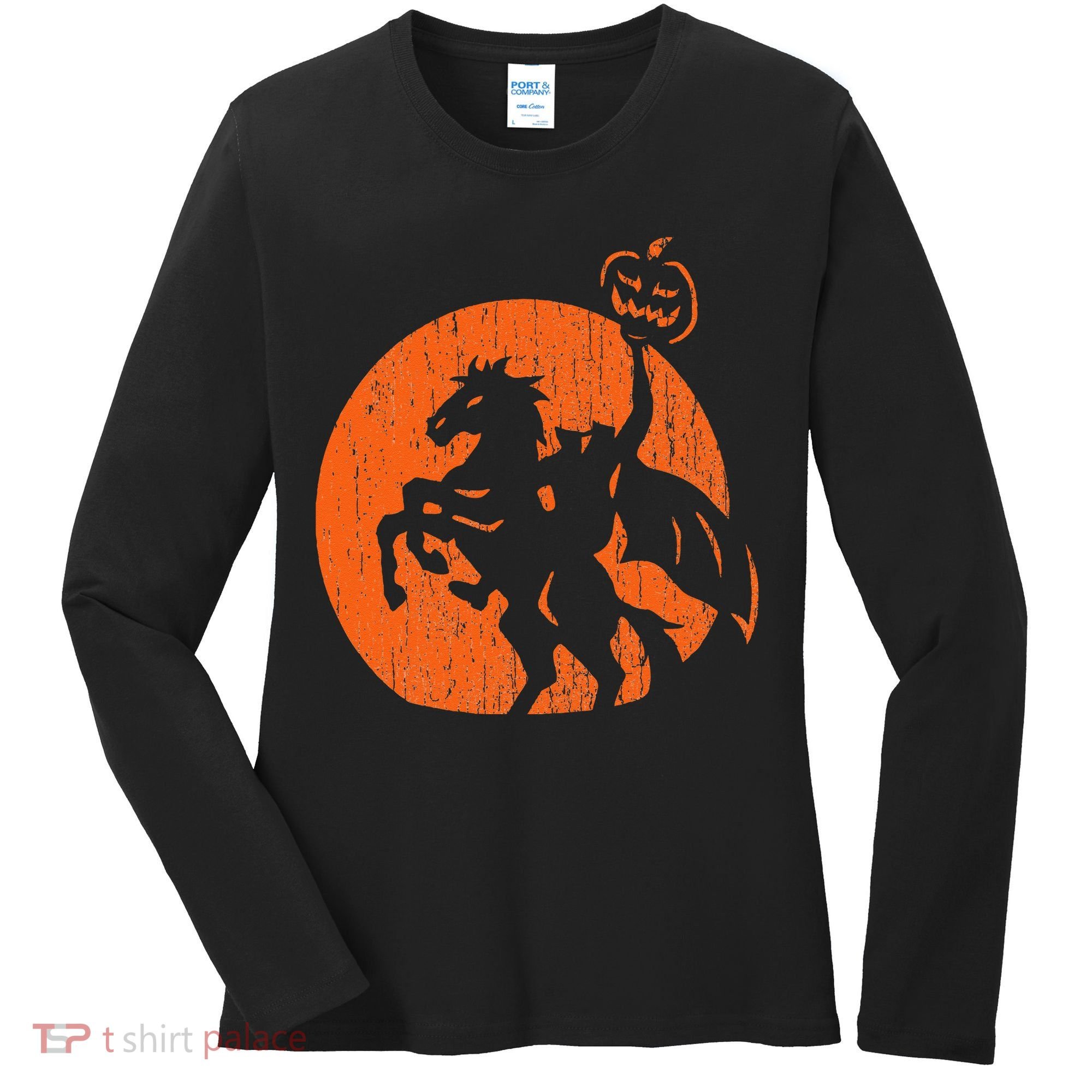 Halloween Headless Horseman Folklore Pumpkin JackOLantern Women's Long Sleeve Shirt
