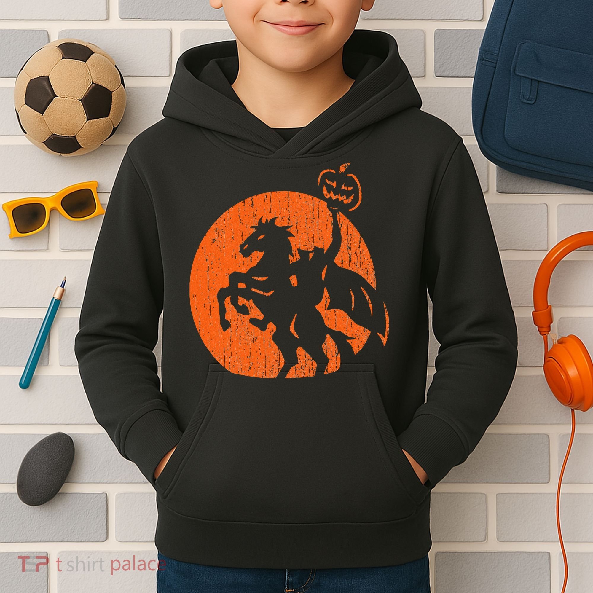 Halloween Headless Horseman Folklore Pumpkin JackOLantern Kids Hoodie