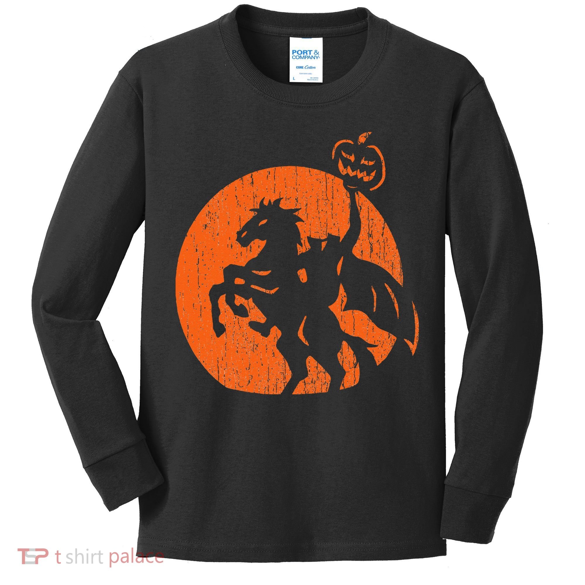 Halloween Headless Horseman Folklore Pumpkin JackOLantern Kids Long Sleeve Shirt